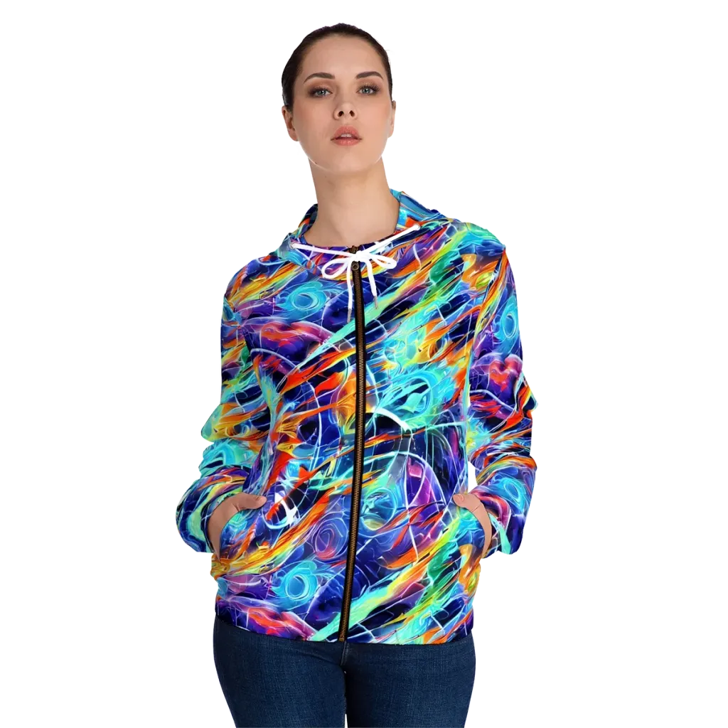 Stellar Crossfire on Women's Full-Zip Hoodie — Front On Person