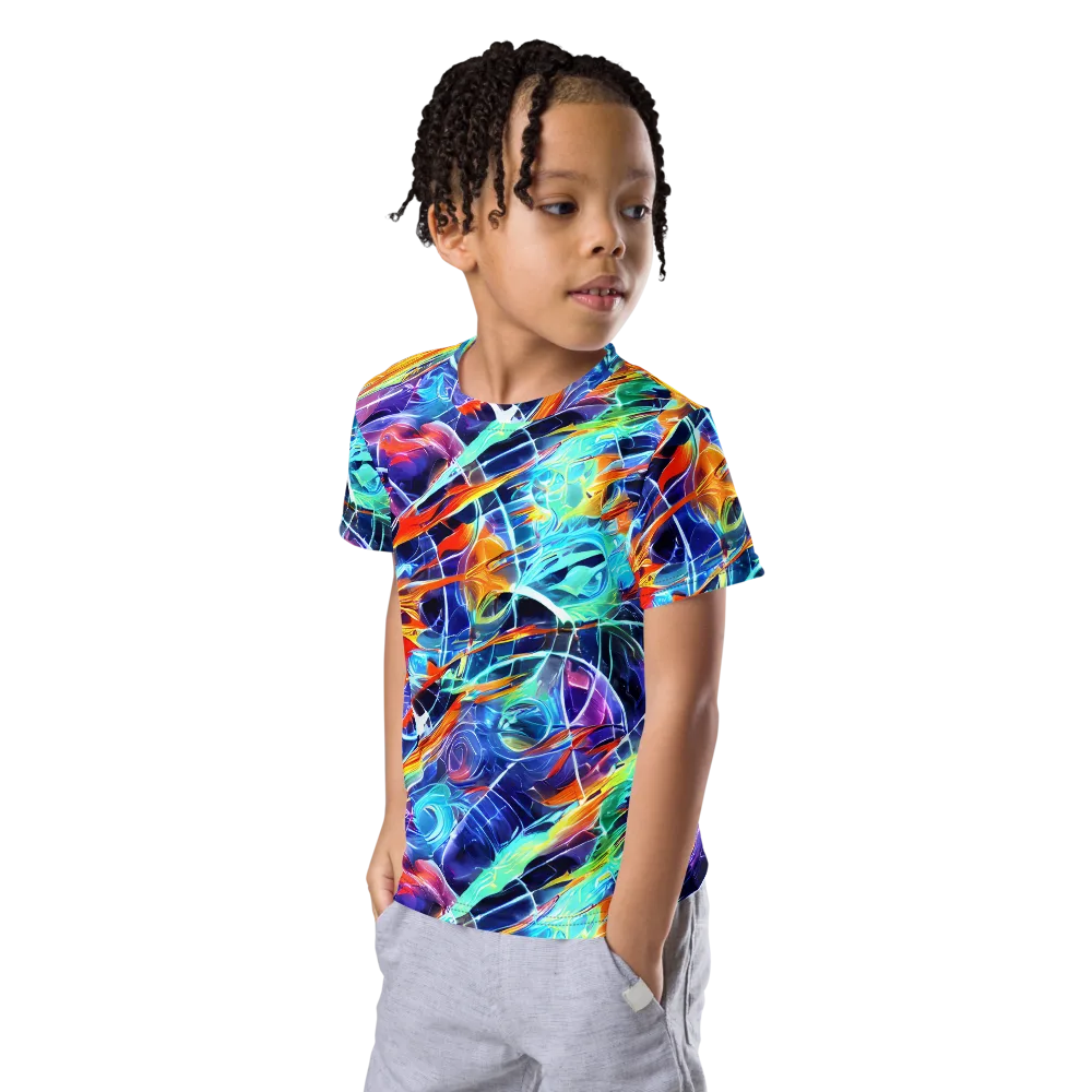Stellar Crossfire on Kids Crew Neck T-Shirt — Left Front