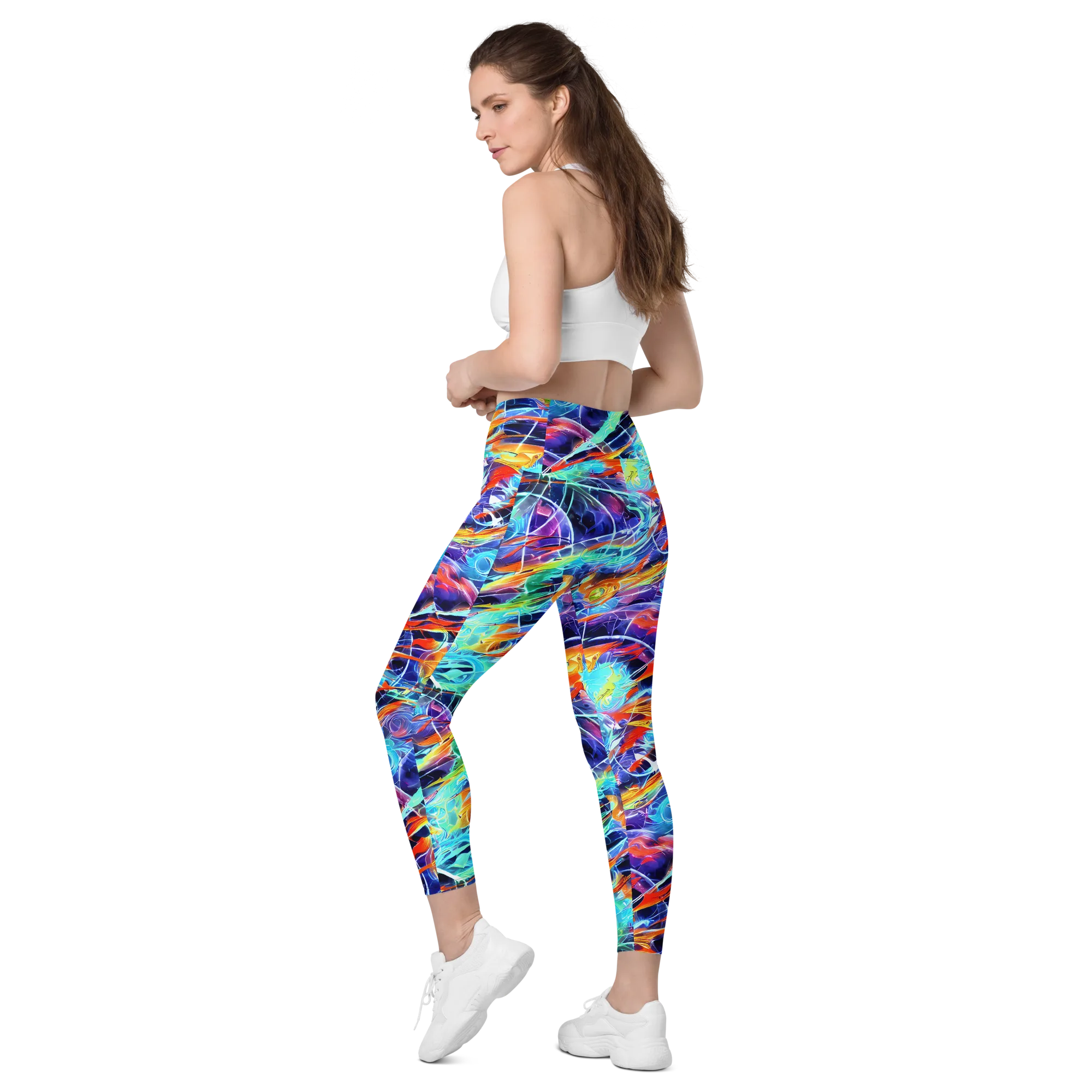 Stellar Crossfire on Leggings with Pockets — Left Back