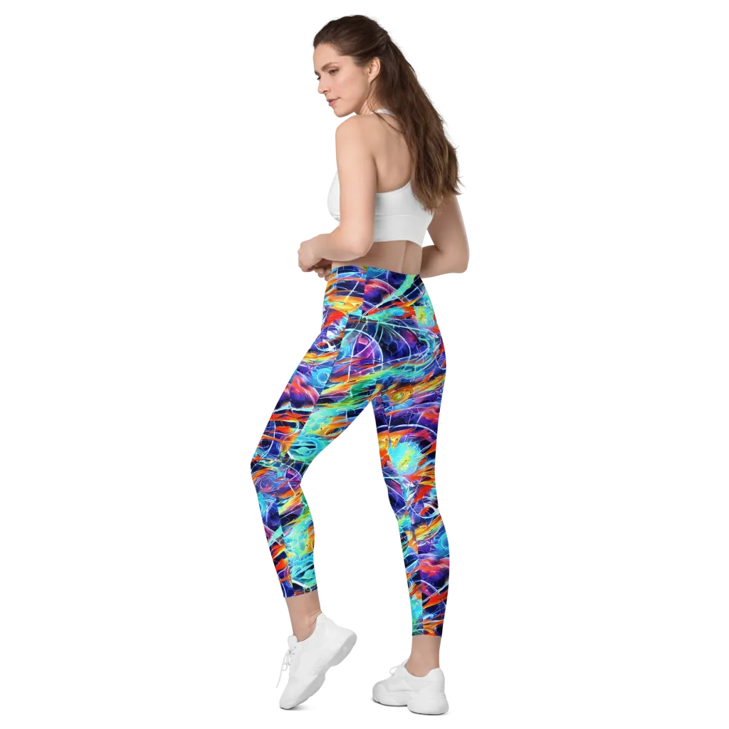Stellar Crossfire on Leggings with Pockets — Left Back