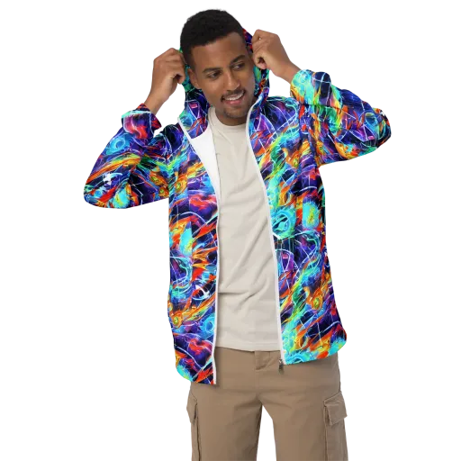 Stellar Crossfire on a Men's Windbreaker