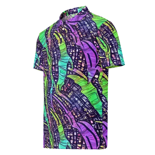 Neon Jungle Grid on a Men's Slim Fit Polo Shirt