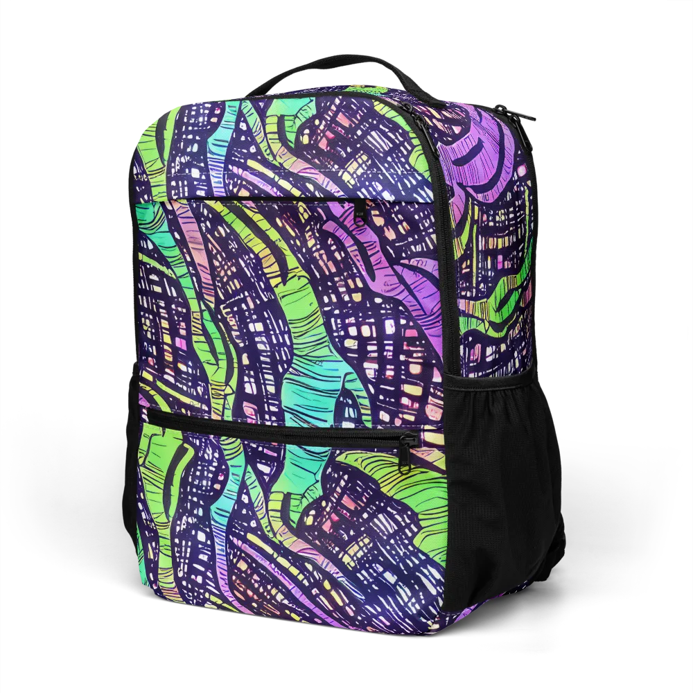 Neon Jungle Grid on Utility Backpack — Left Front