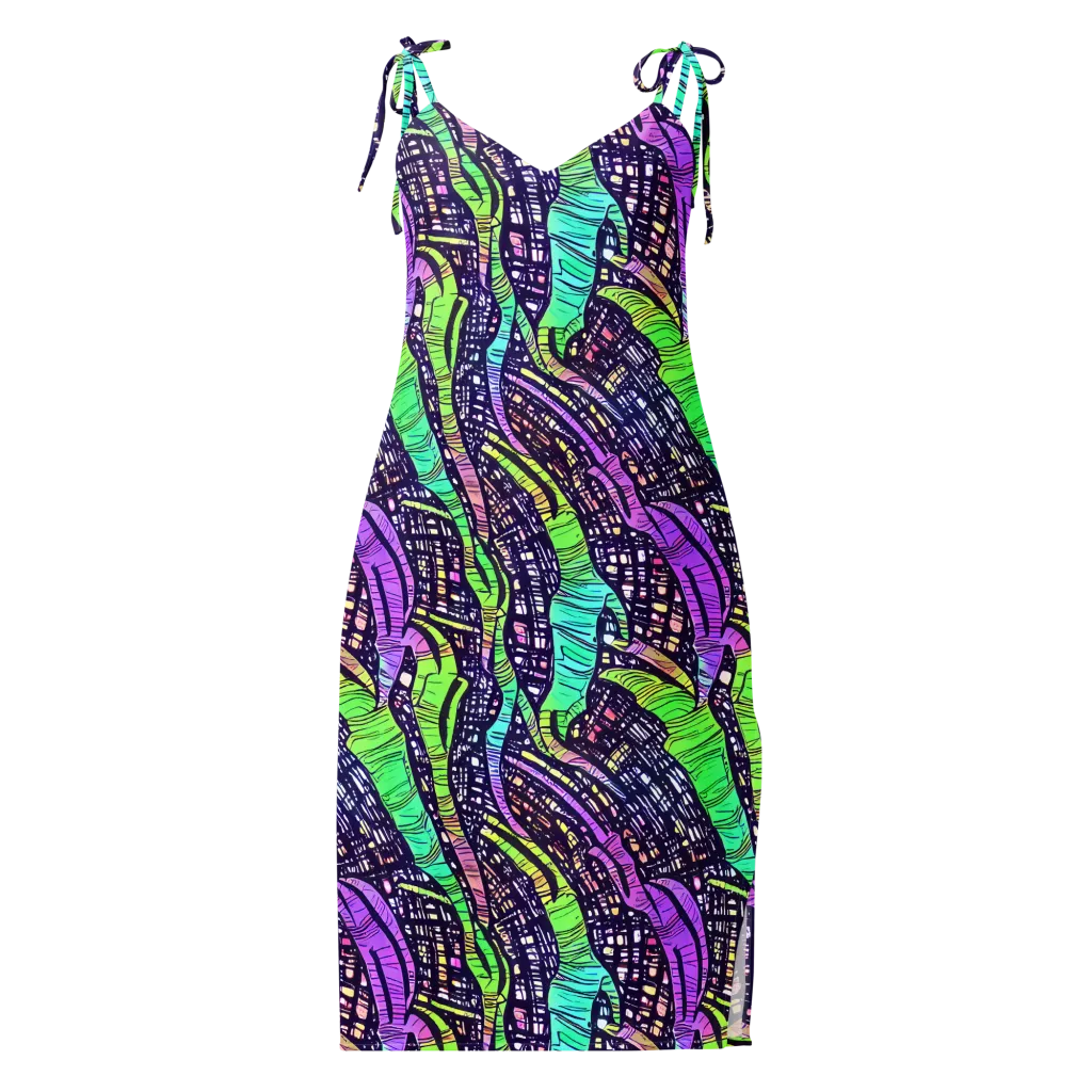 Neon Jungle Grid on Slip Dress — Front