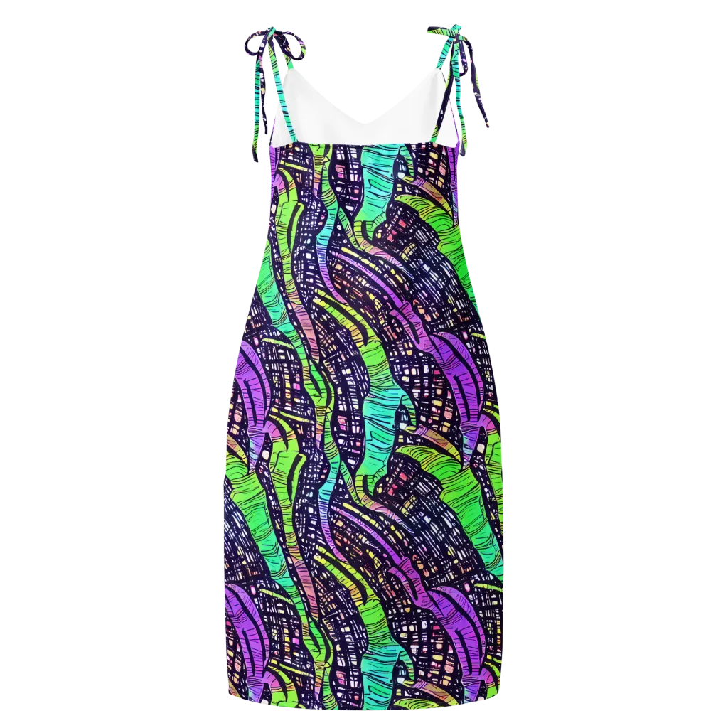 Neon Jungle Grid on Slip Dress — Back