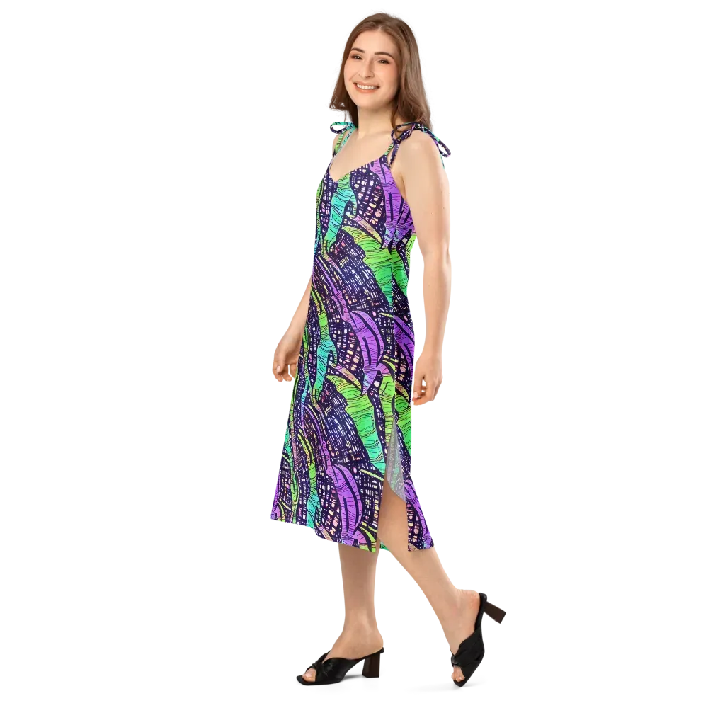 Neon Jungle Grid on Slip Dress — Left Front