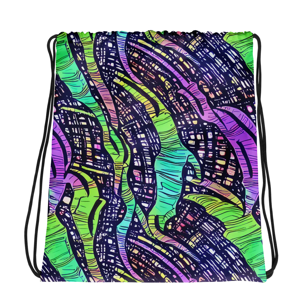 Neon Jungle Grid on Drawstring Bag — Photo