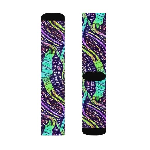 Neon Jungle Grid on a Socks