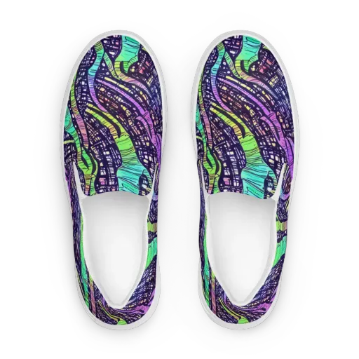 Neon Jungle Grid on a Women's Slip-On Canvas Shoes