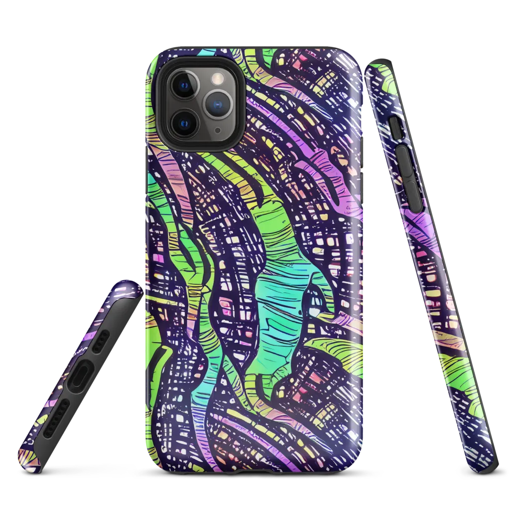 Neon Jungle Grid on Tough Case for iPhone® — Front