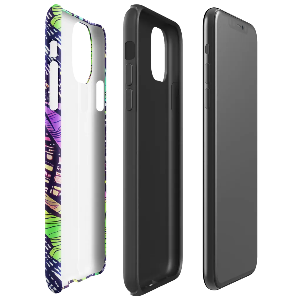 Neon Jungle Grid on Tough Case for iPhone® — Right