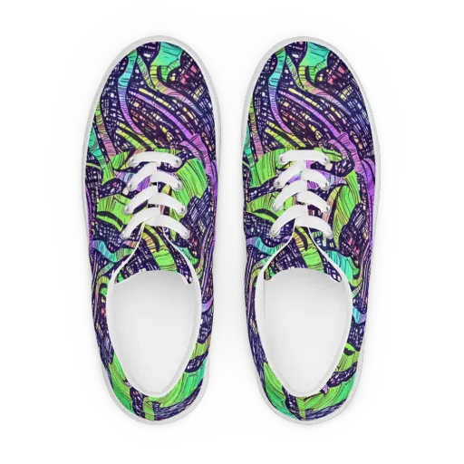 Neon Jungle Grid on a Men's Lace-Up Canvas Shoes
