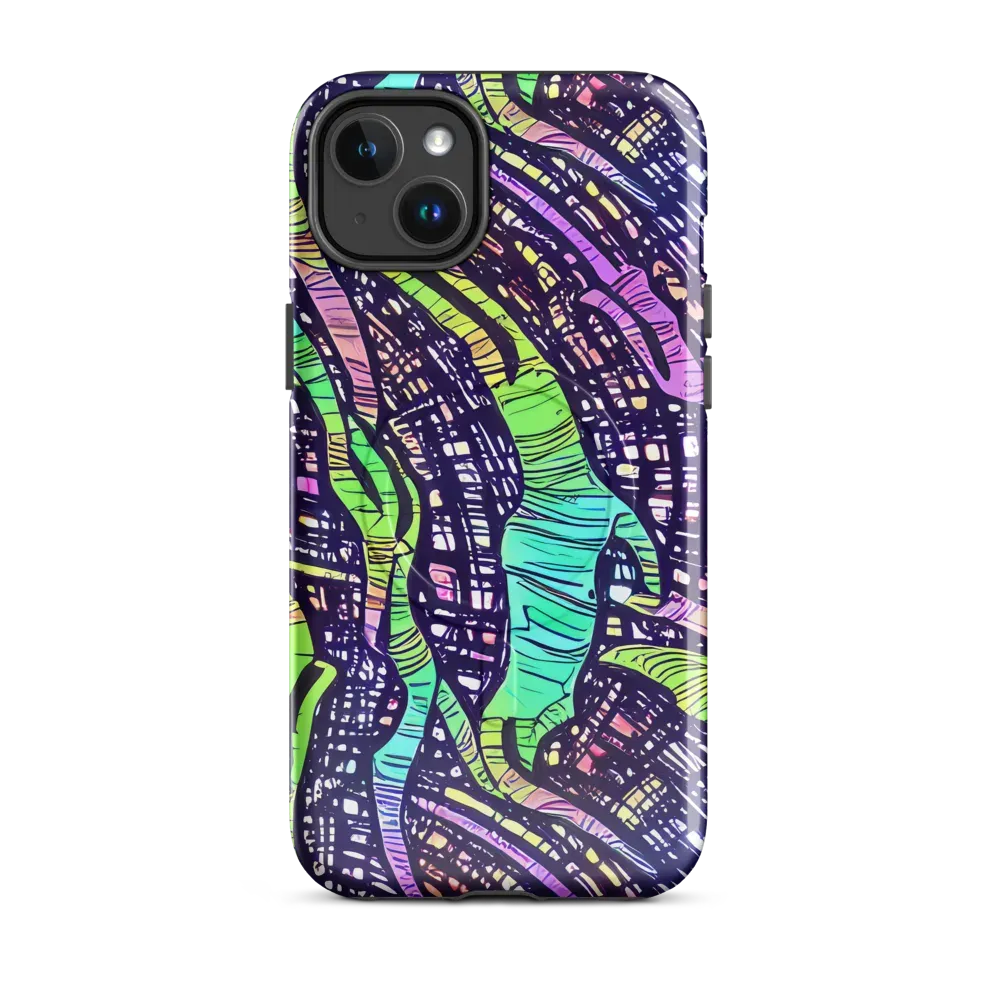 Neon Jungle Grid on MagSafe Tough Case for iPhone® — Front