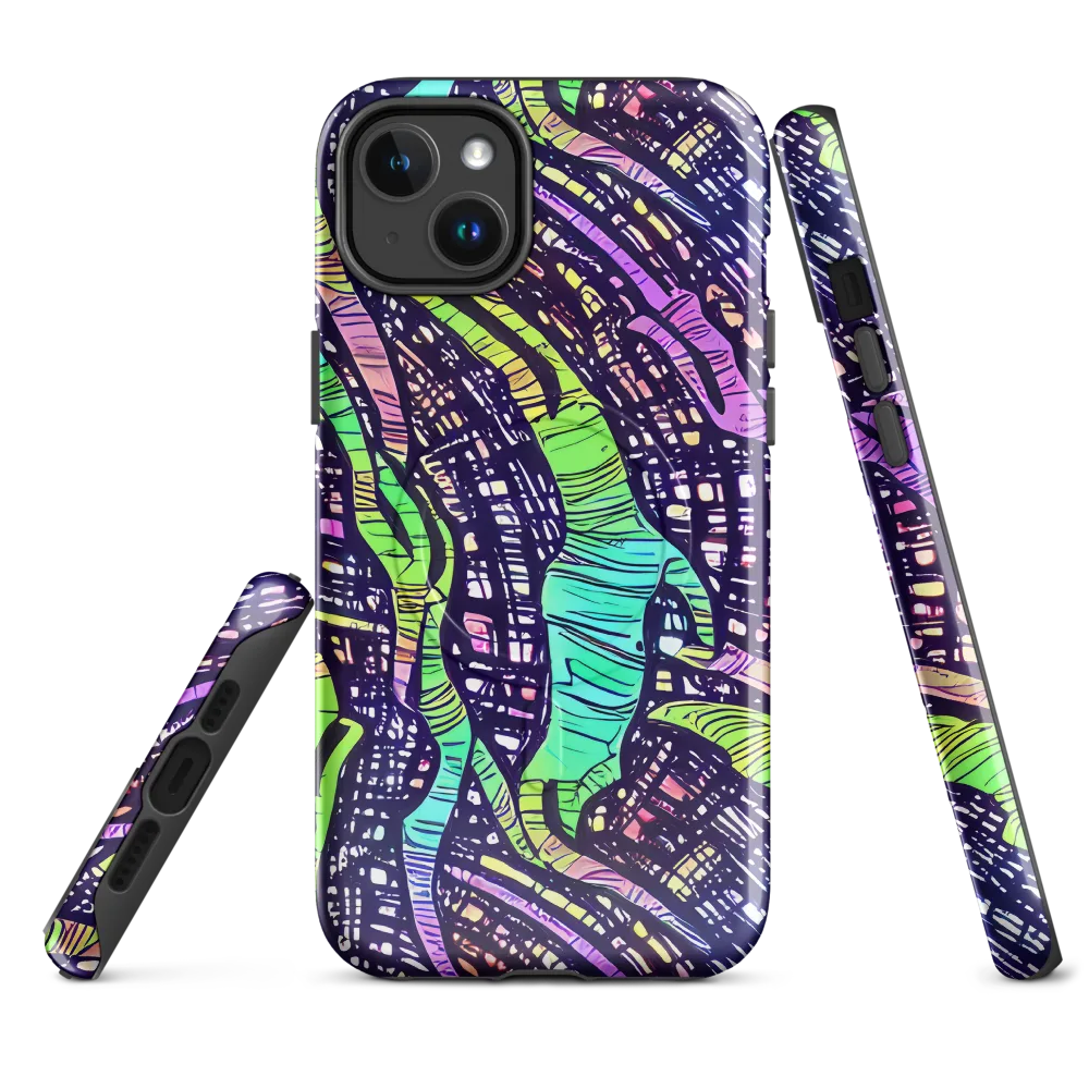 Neon Jungle Grid on MagSafe Tough Case for iPhone® — Front