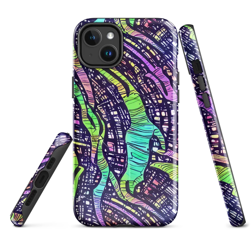 Neon Jungle Grid on MagSafe Tough Case for iPhone® — Front