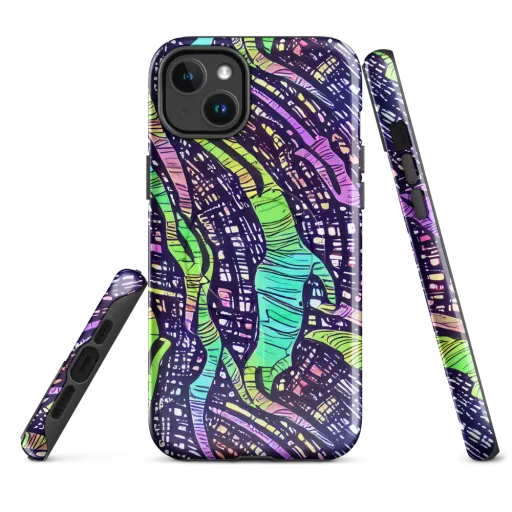 Neon Jungle Grid on a MagSafe Tough Case for iPhone®