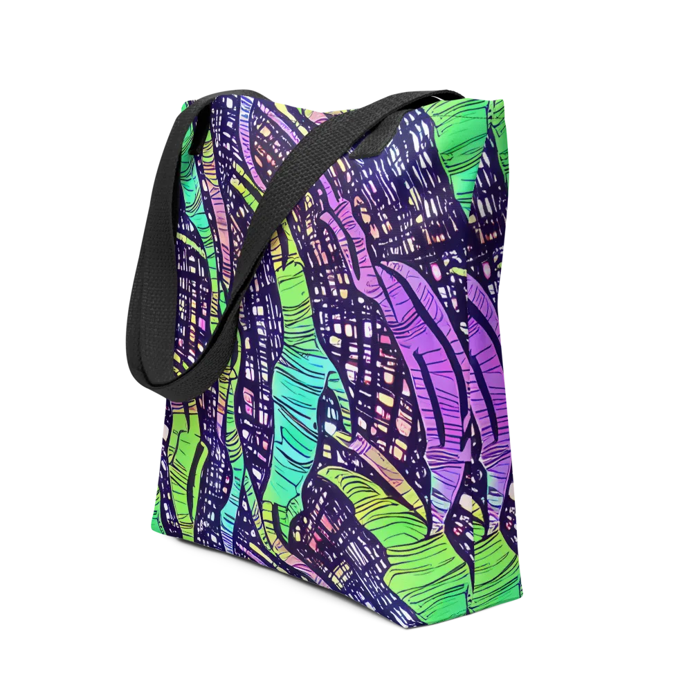 Neon Jungle Grid on Tote Bag — Front