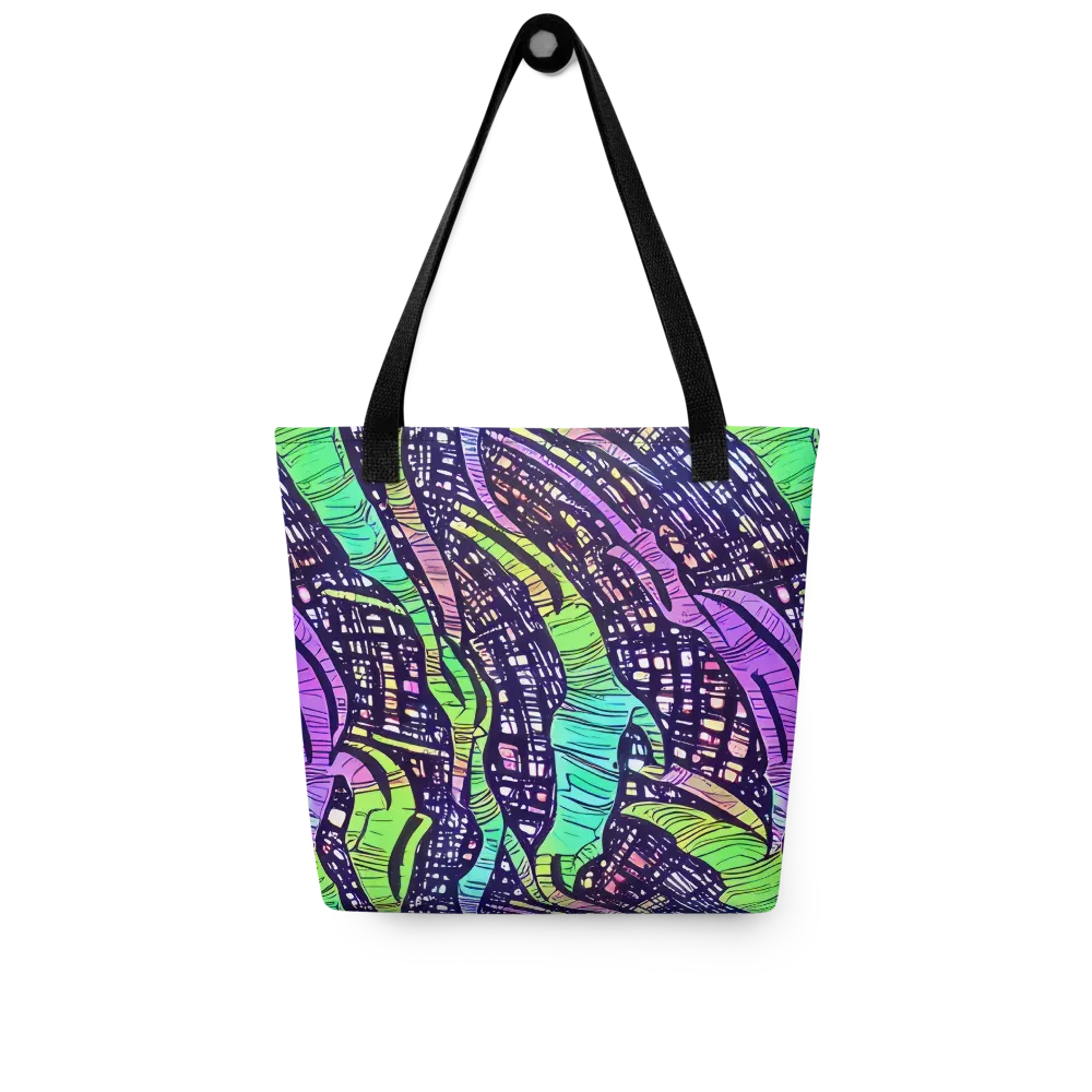 Neon Jungle Grid on Tote Bag — Front