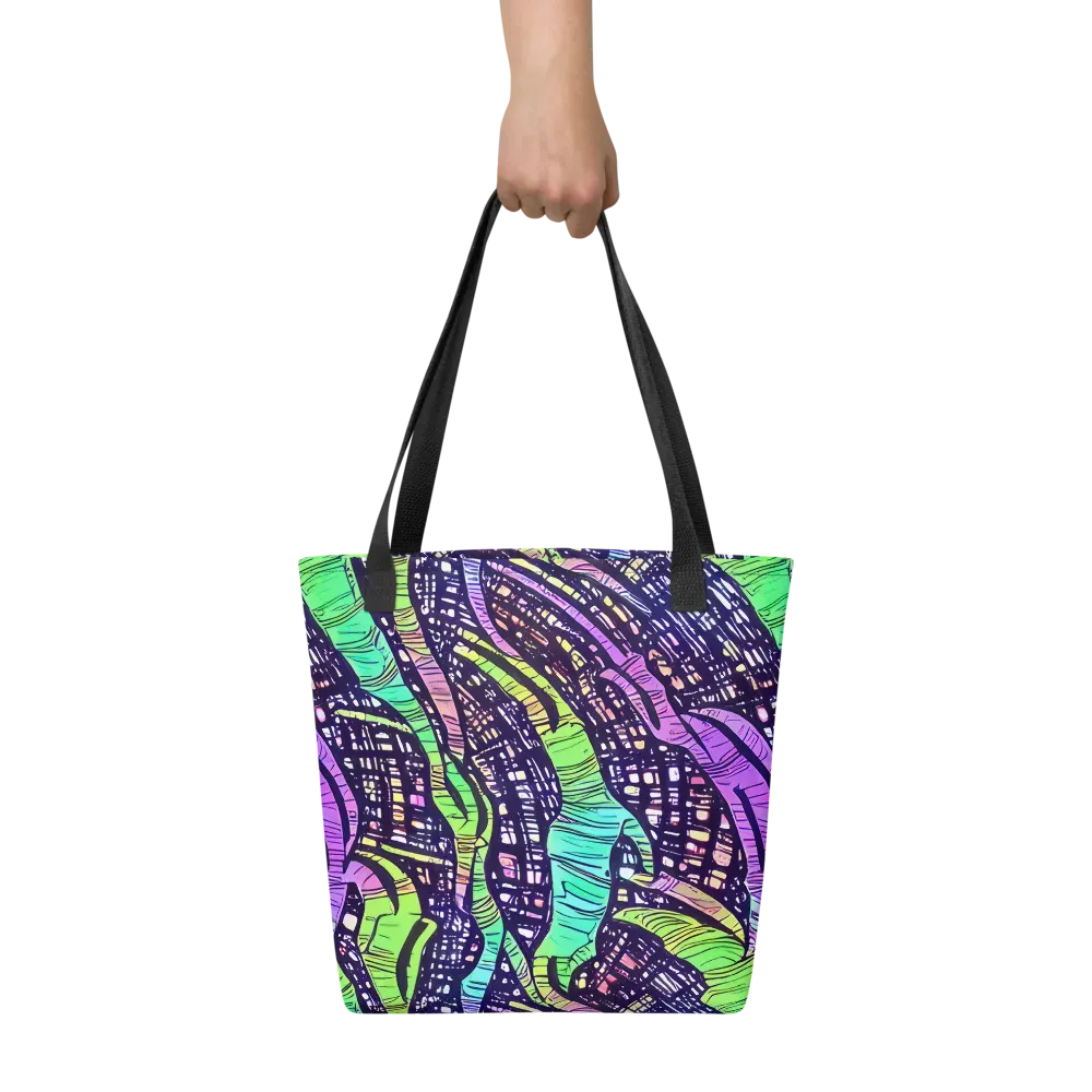 Neon Jungle Grid on Tote Bag — Front
