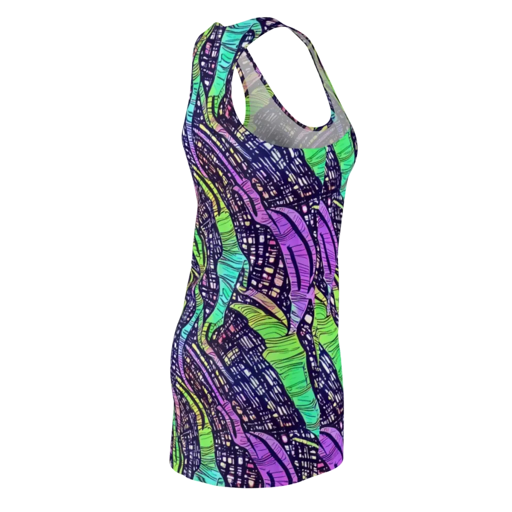 Neon Jungle Grid on Racerback Dress — Back Side