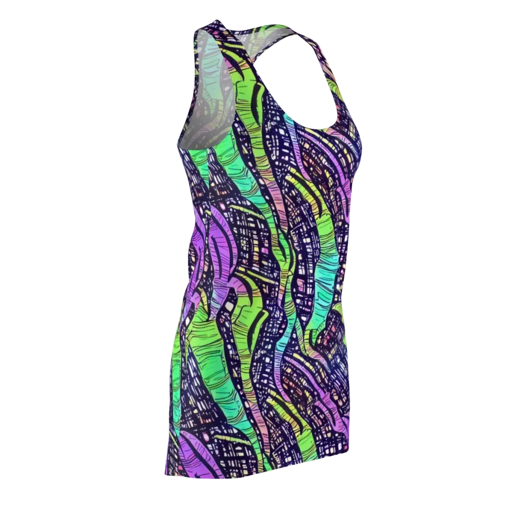 Neon Jungle Grid on Racerback Dress — Front Side