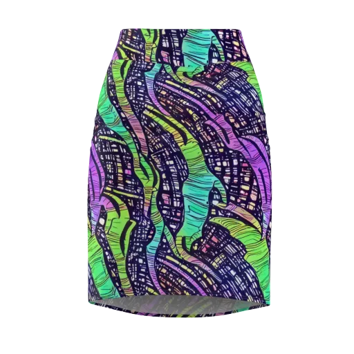 Neon Jungle Grid on a Pencil Skirt