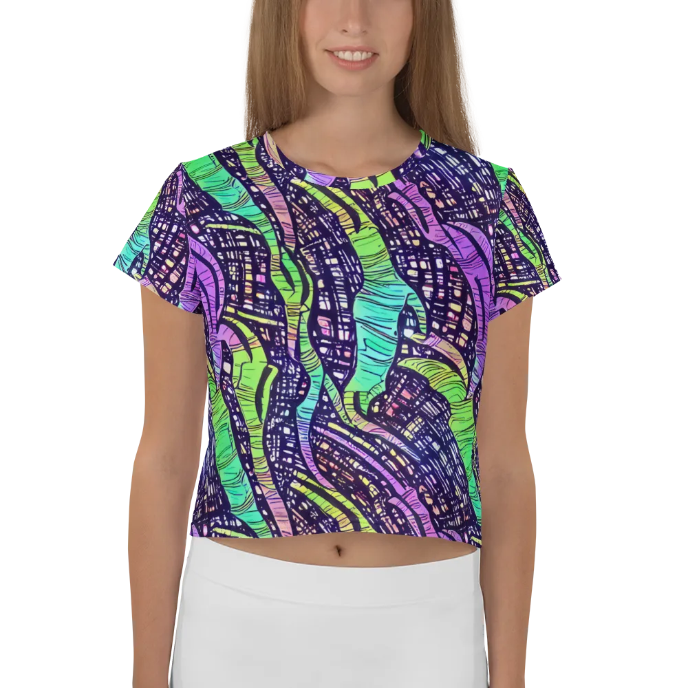 Neon Jungle Grid on Crop Tee — Front