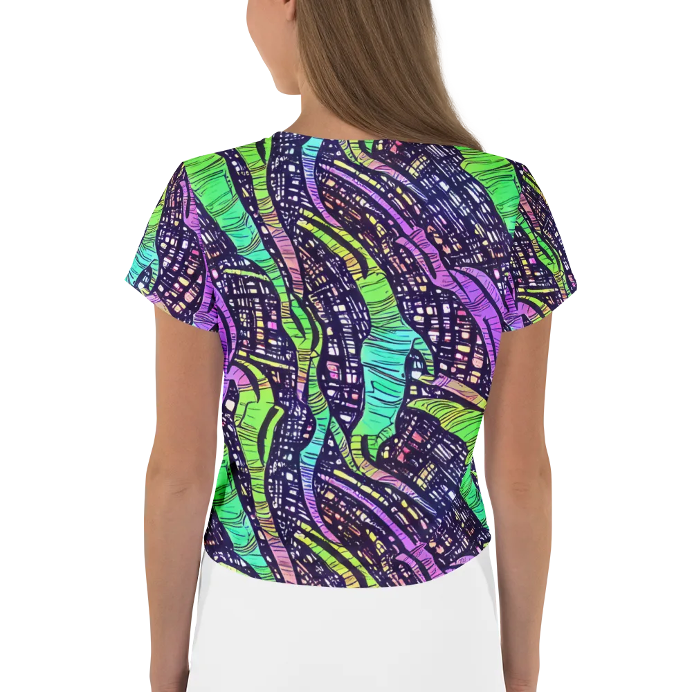 Neon Jungle Grid on Crop Tee — Back