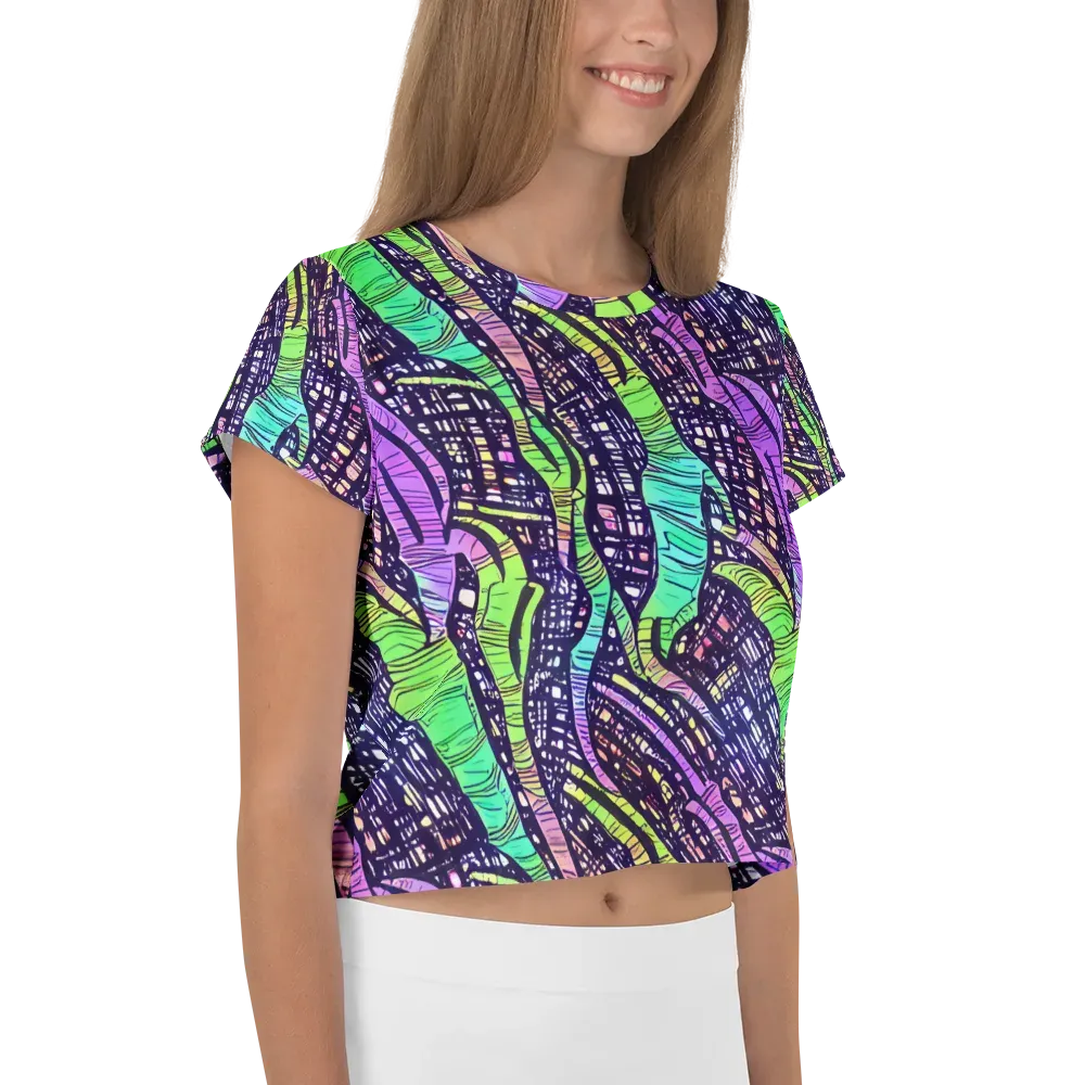 Neon Jungle Grid on Crop Tee — Right
