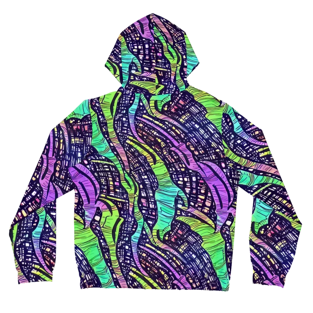 Neon Jungle Grid on Women's Full-Zip Hoodie — Back