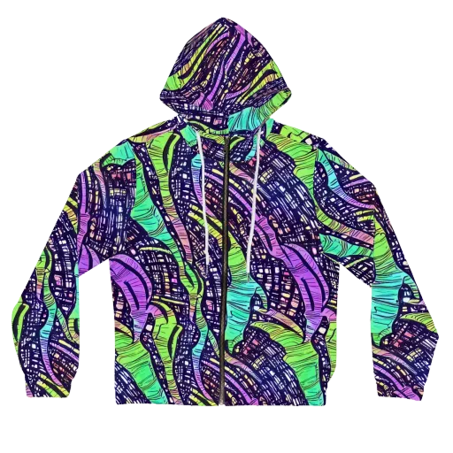 Neon Jungle Grid on a Women's Full-Zip Hoodie