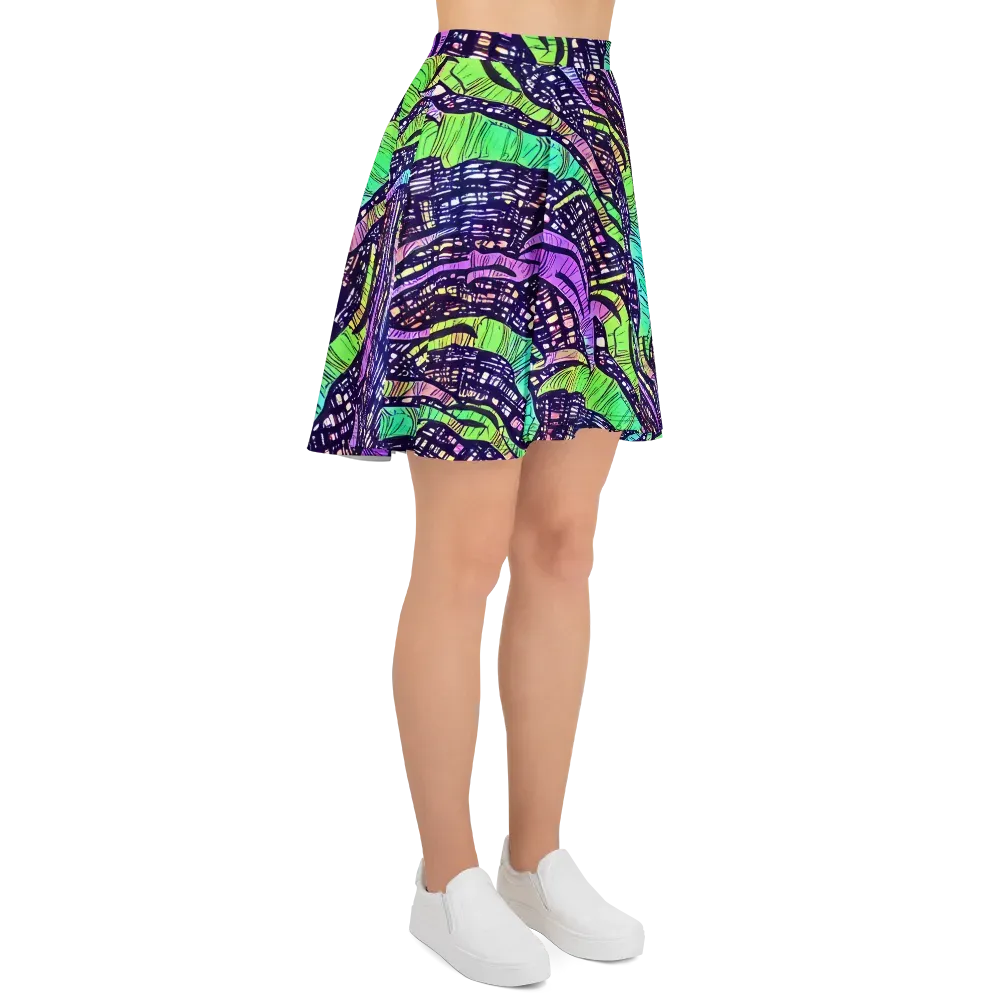 Neon Jungle Grid on Skater Skirt — Right