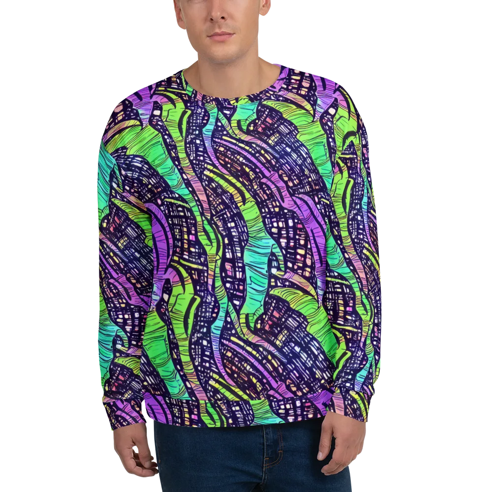 Neon Jungle Grid on Sweatshirt — Front