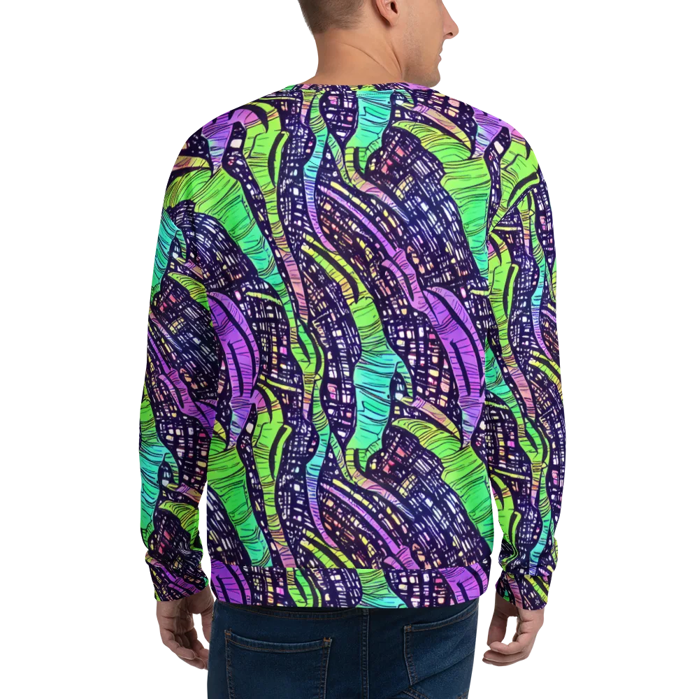 Neon Jungle Grid on Sweatshirt — Back