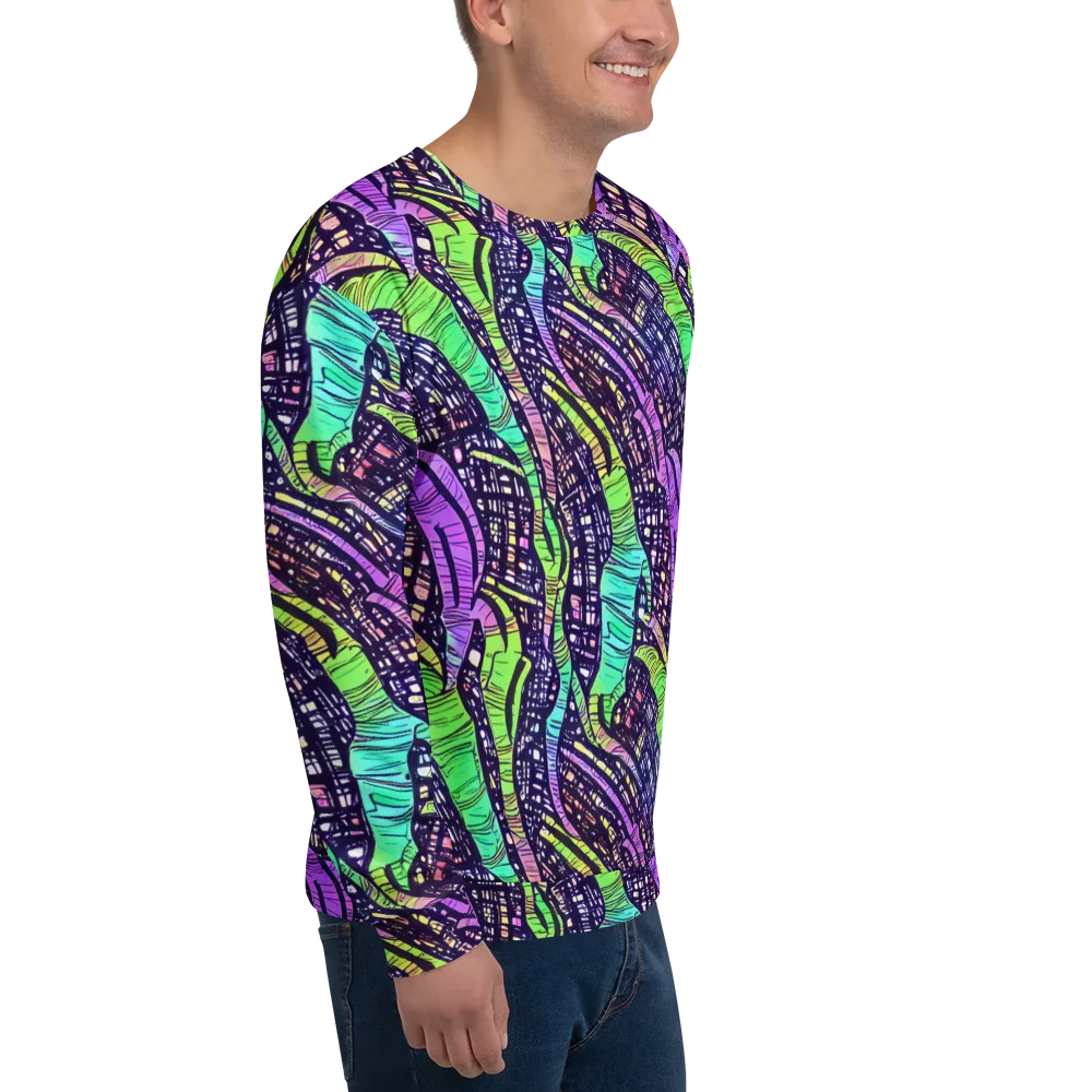 Neon Jungle Grid on Sweatshirt — Right Front
