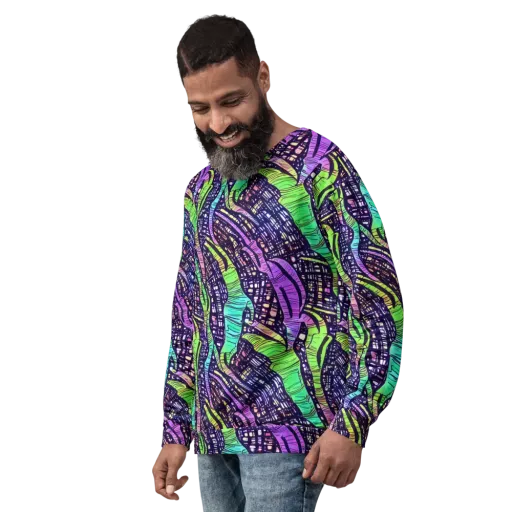Neon Jungle Grid on a Sweatshirt