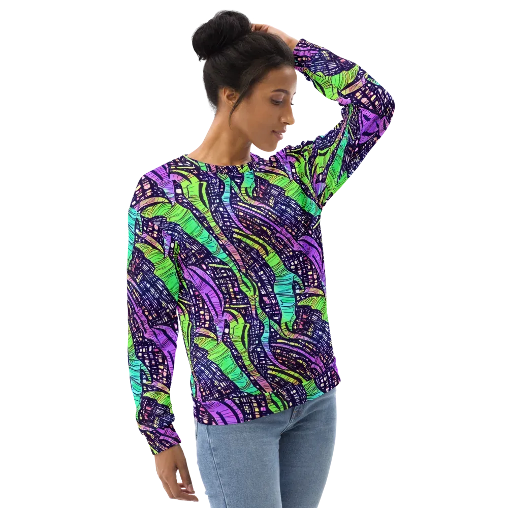 Neon Jungle Grid on Sweatshirt — Right Front