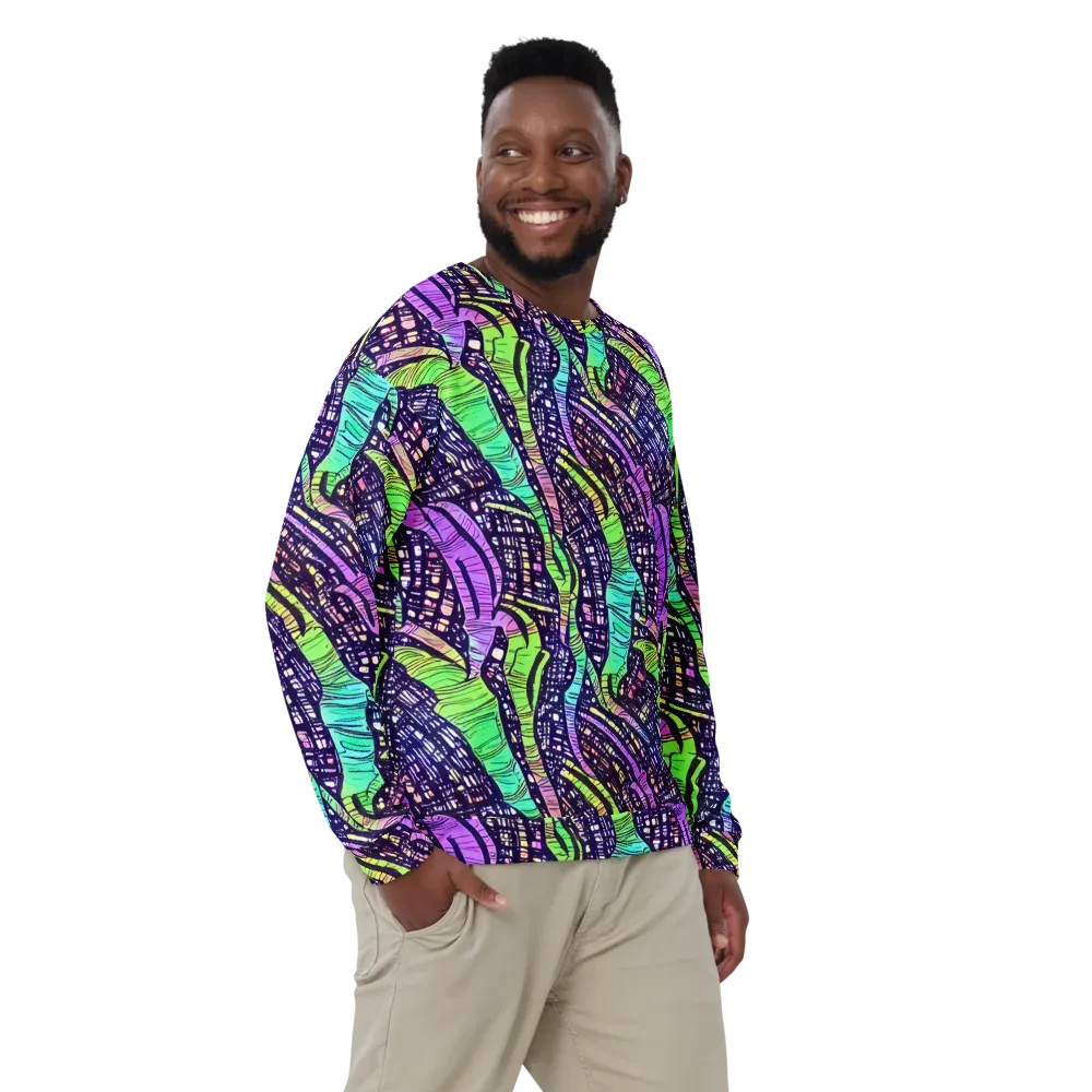 Neon Jungle Grid on Sweatshirt — Front