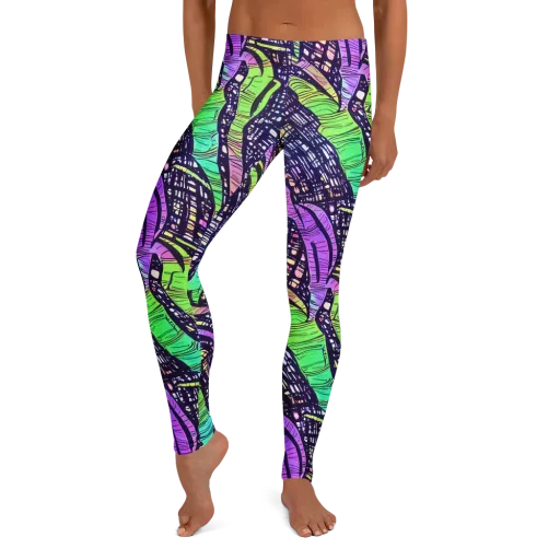 Neon Jungle Grid on a Leggings