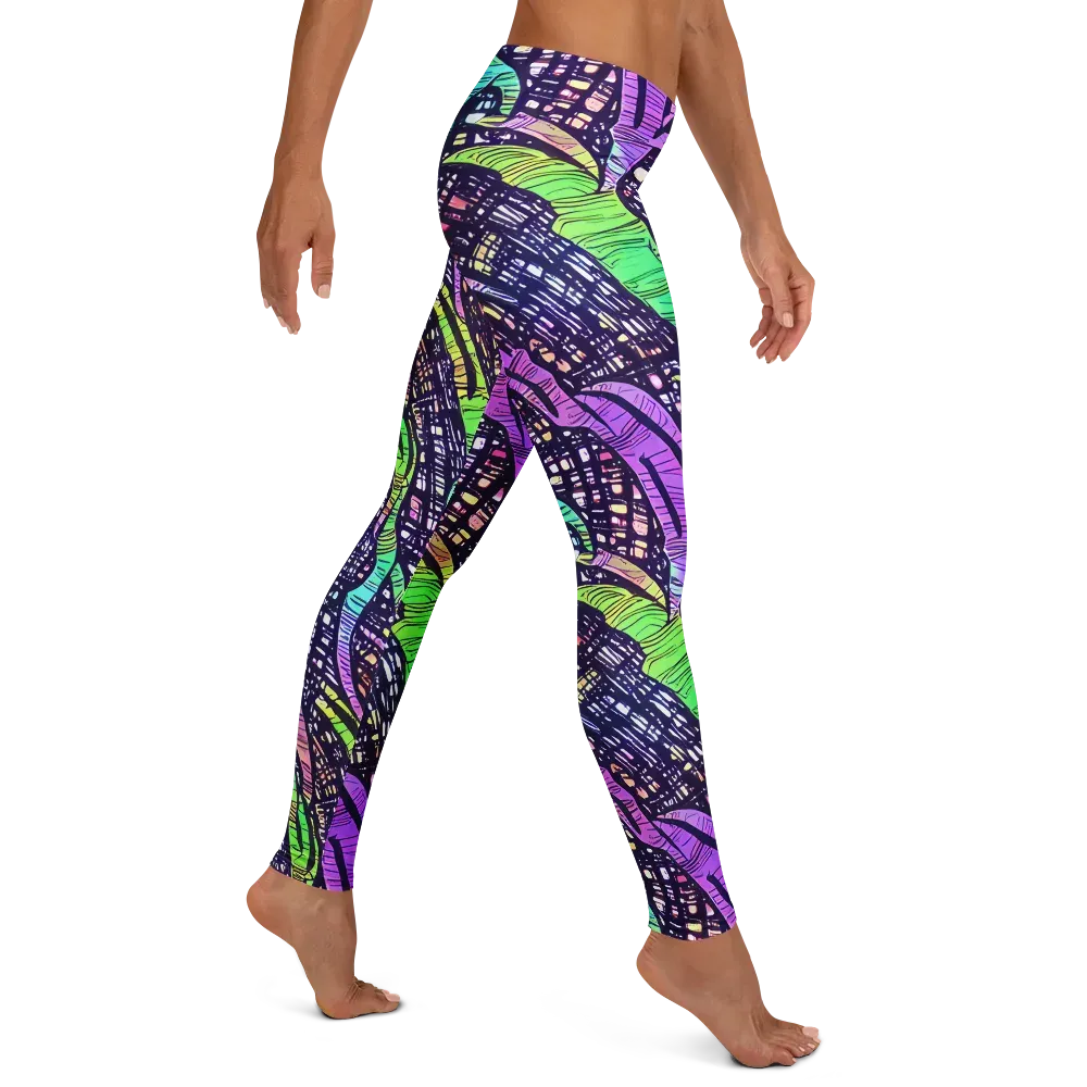Neon Jungle Grid on Leggings — Right