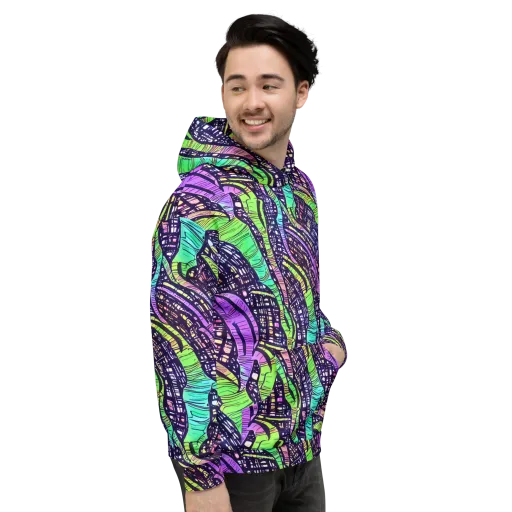 Neon Jungle Grid on a Hoodie