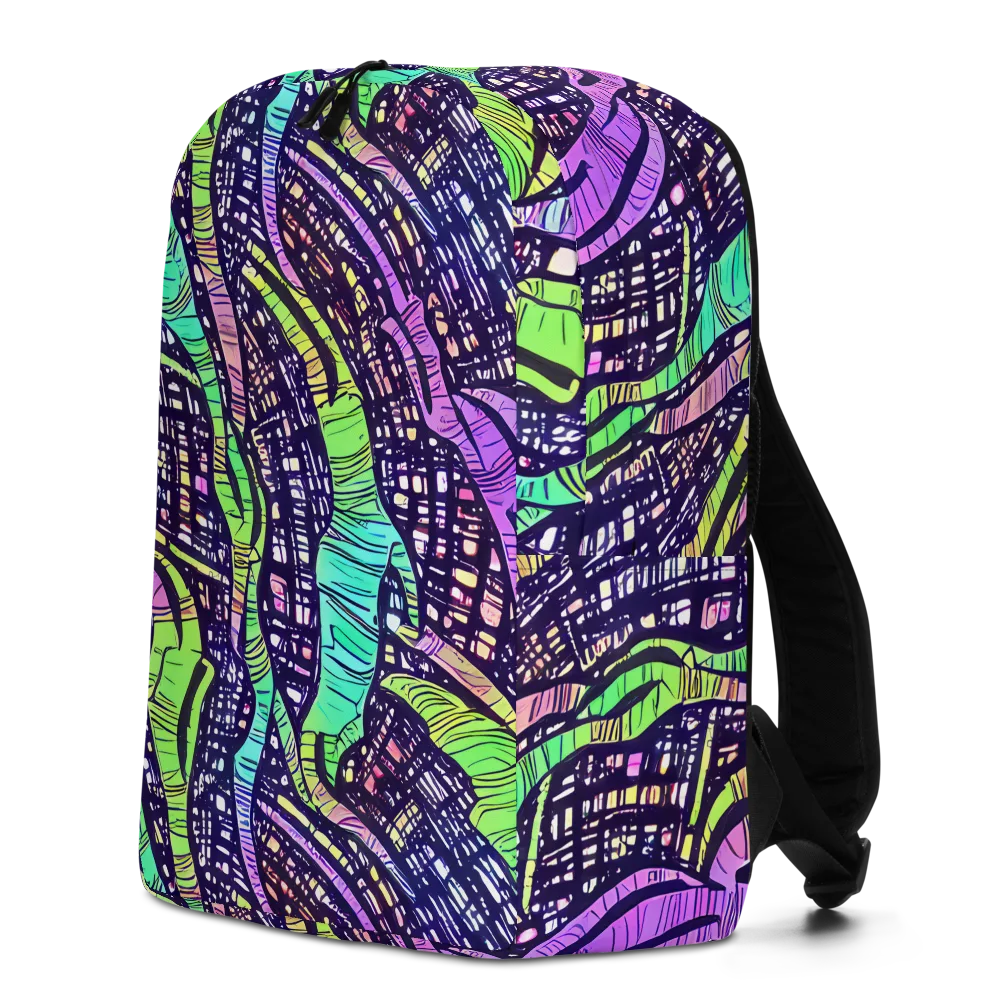 Neon Jungle Grid on Minimalist Backpack — Left