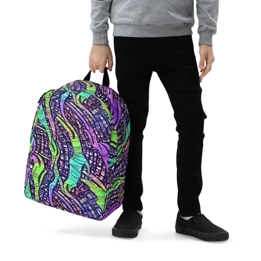 Neon Jungle Grid on a Minimalist Backpack