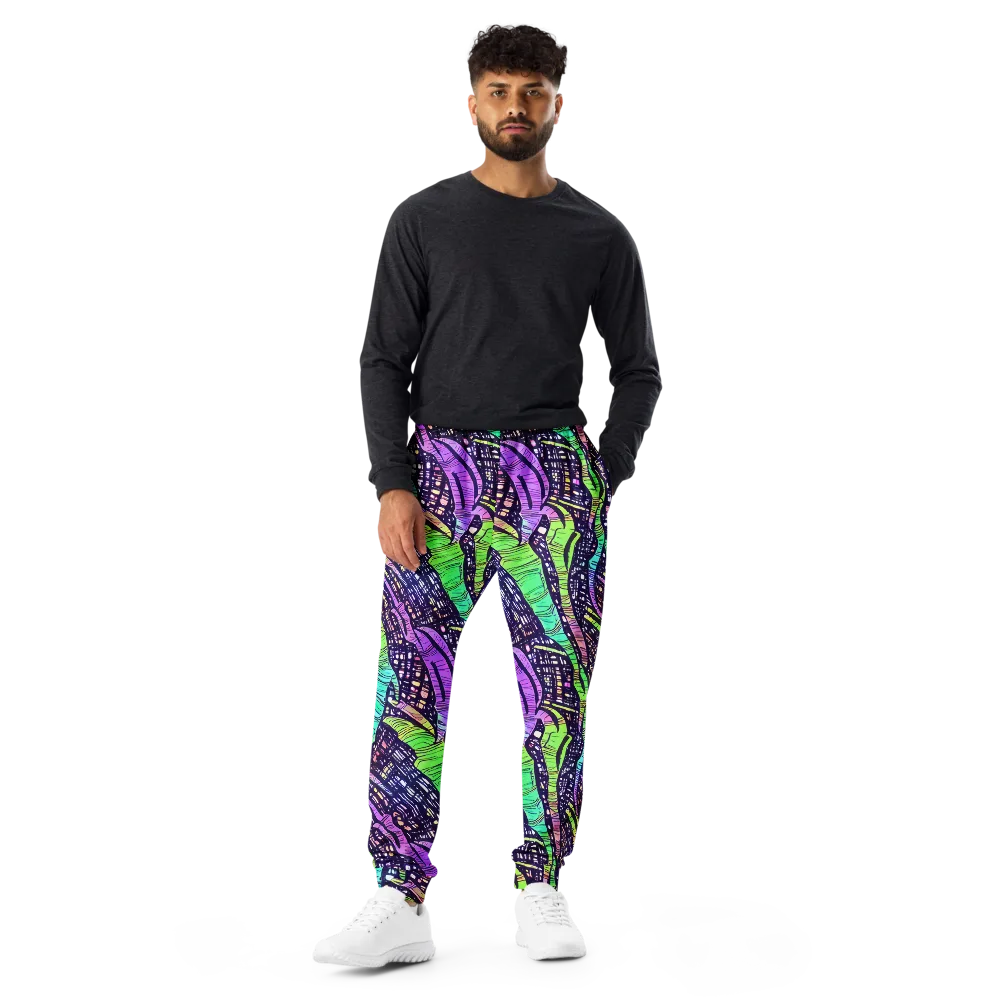 Neon Jungle Grid on Men's Joggers — Front