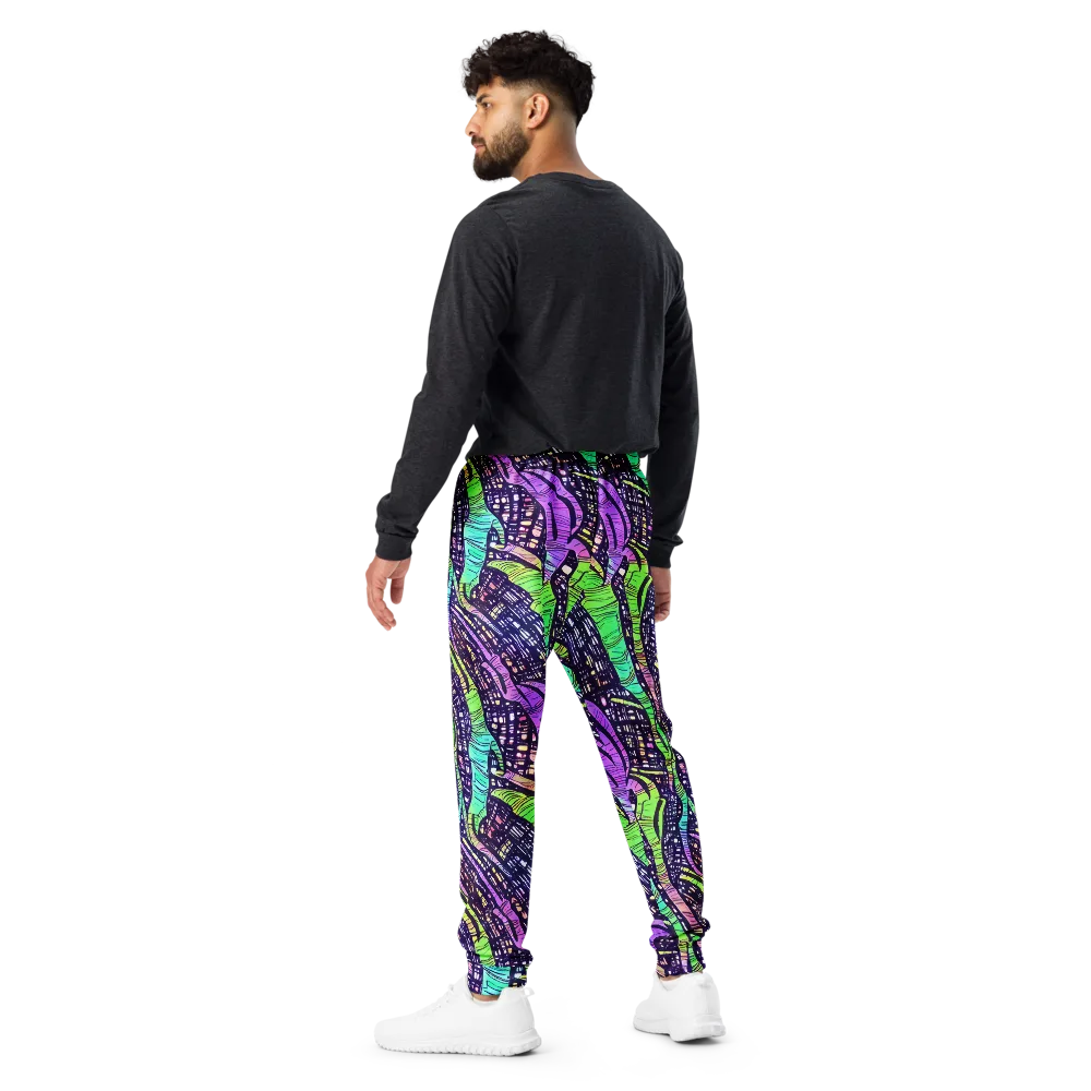 Neon Jungle Grid on Men's Joggers — Back