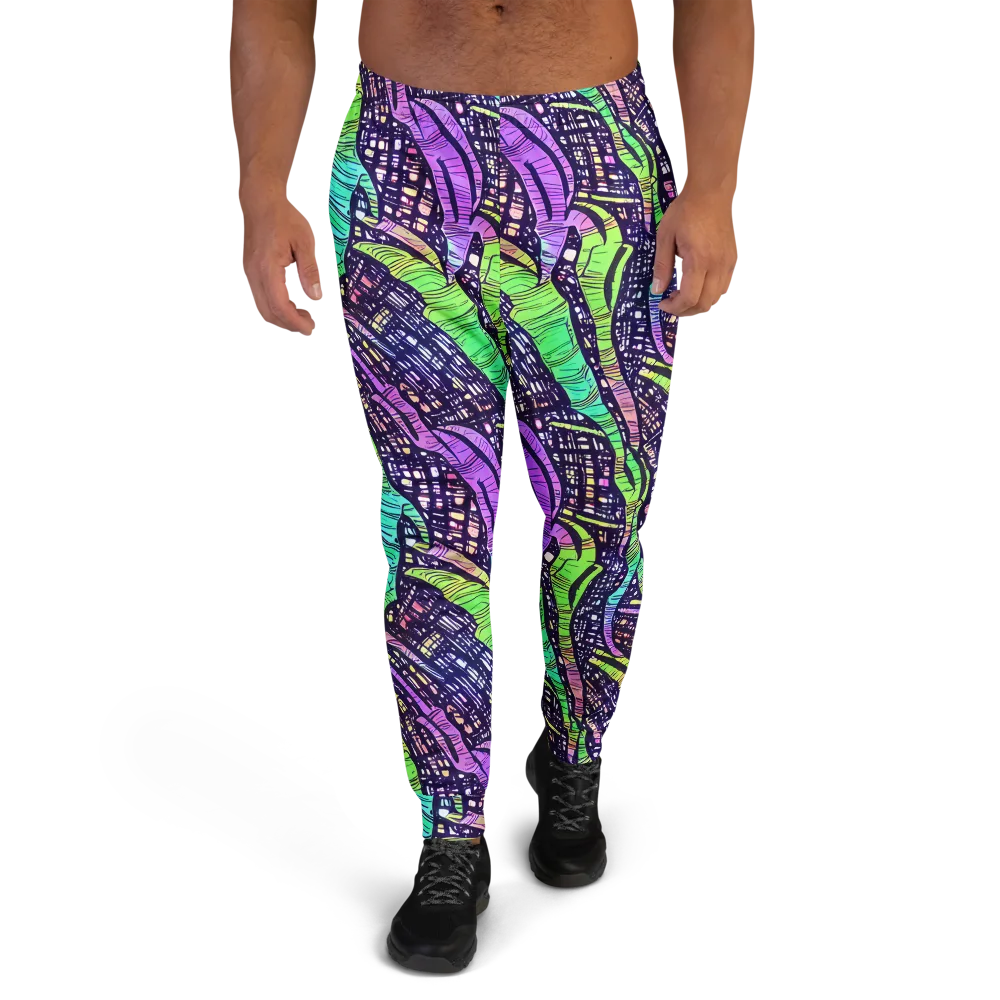 Neon Jungle Grid on Men's Joggers — Front