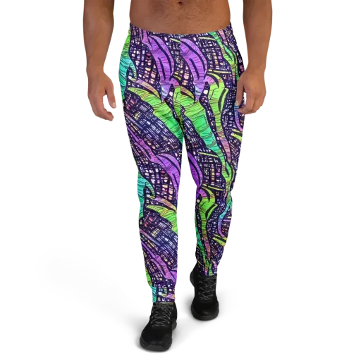 Neon Jungle Grid on a Men's Joggers