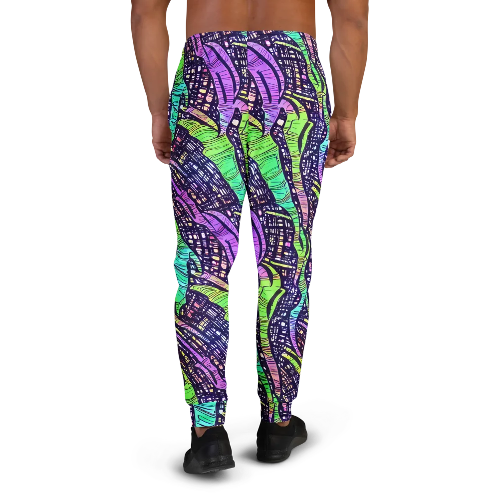 Neon Jungle Grid on Men's Joggers — Back