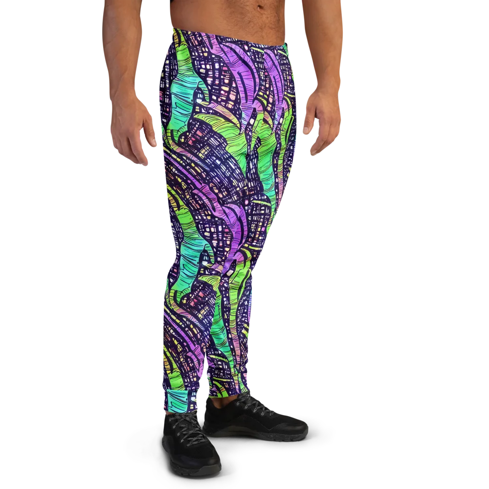Neon Jungle Grid on Men's Joggers — Right