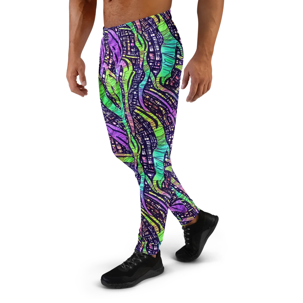 Neon Jungle Grid on Men's Joggers — Left